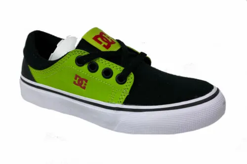 DC Boy's Lace Up Trase SE Skateboarding Sneakers Black Green Red