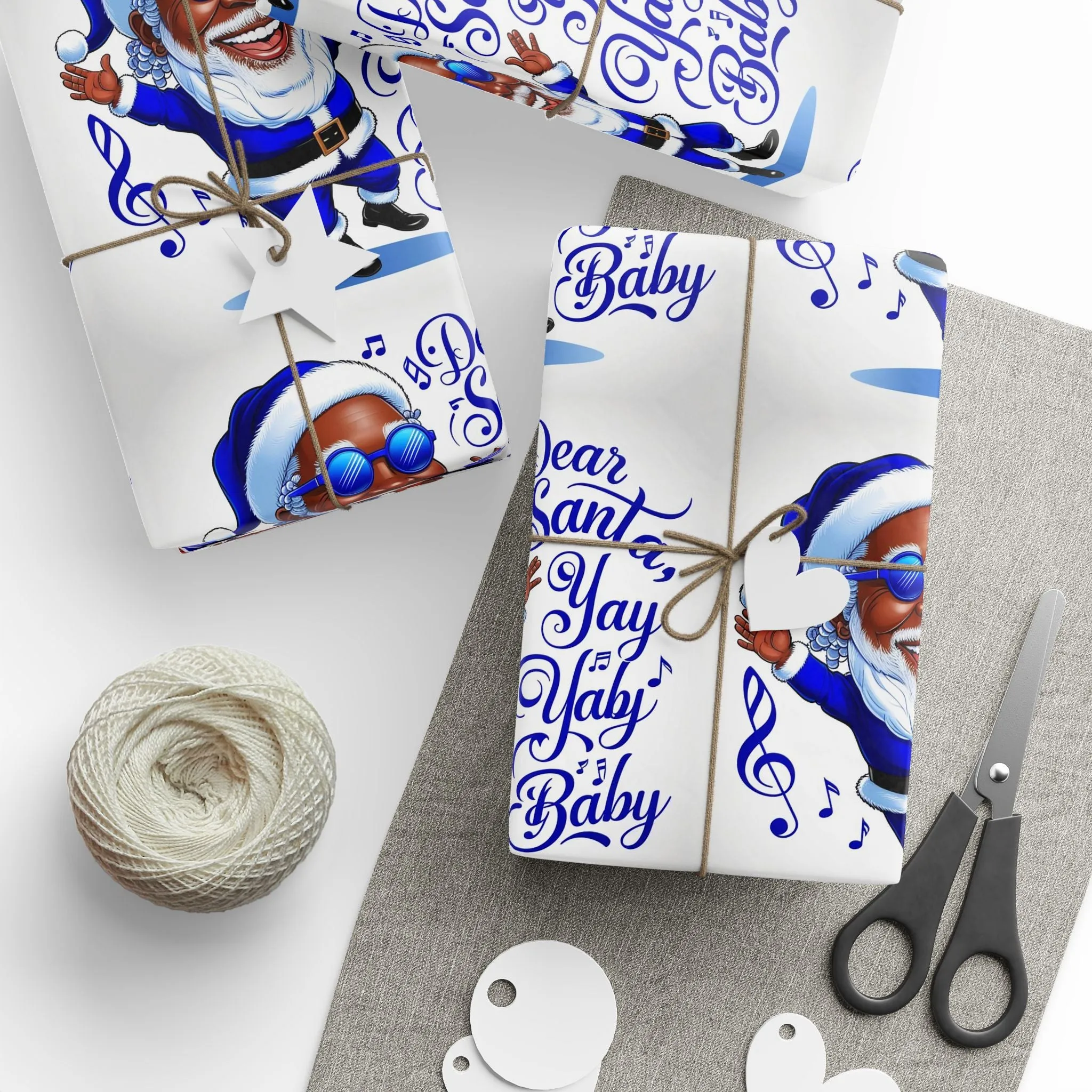 Deck the Halls with Joyful Blues: African American Santa Wrapping Paper