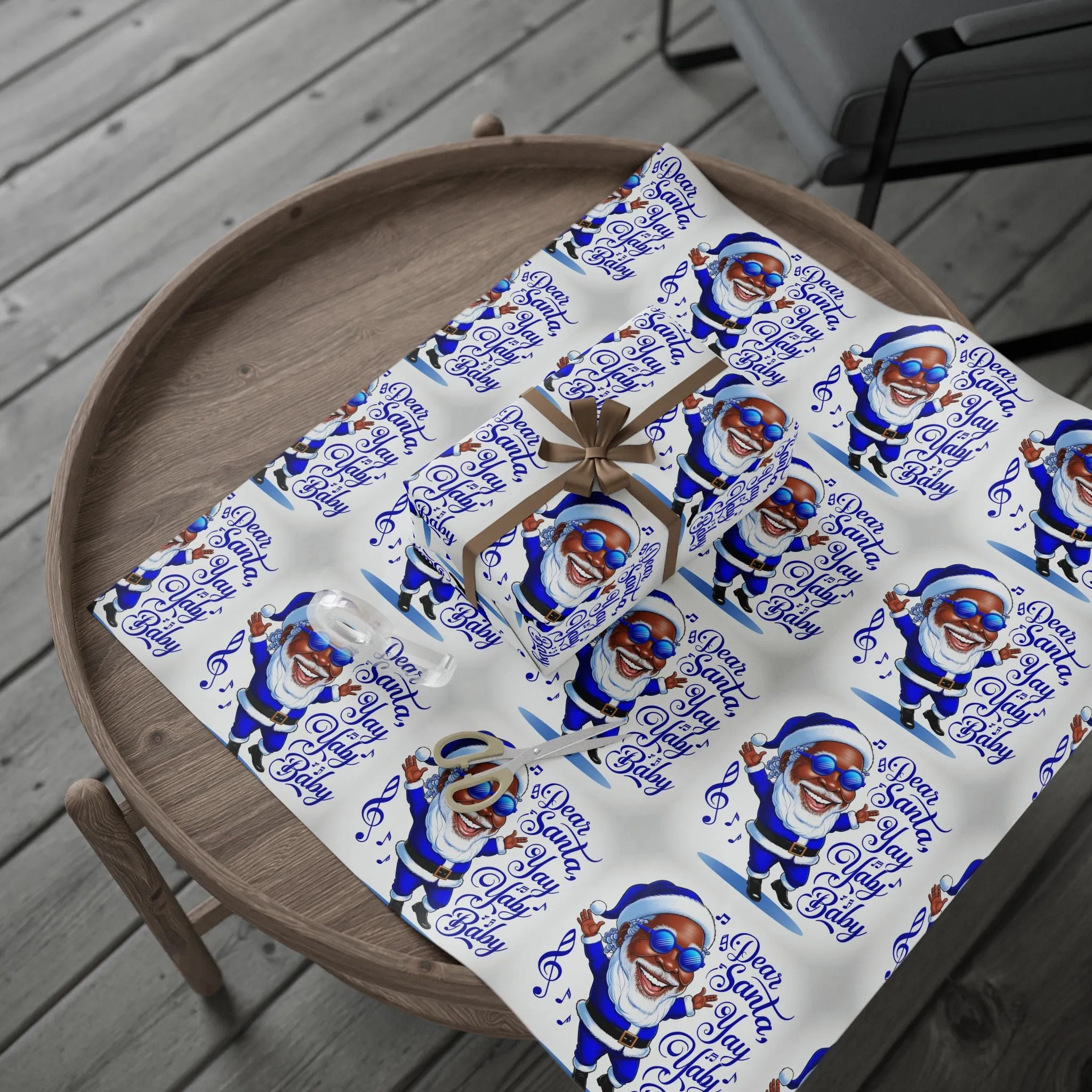 Deck the Halls with Joyful Blues: African American Santa Wrapping Paper