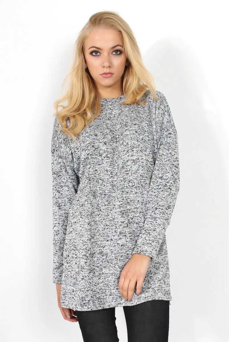 Dina Grey Long Sleeve Side Split Jumper