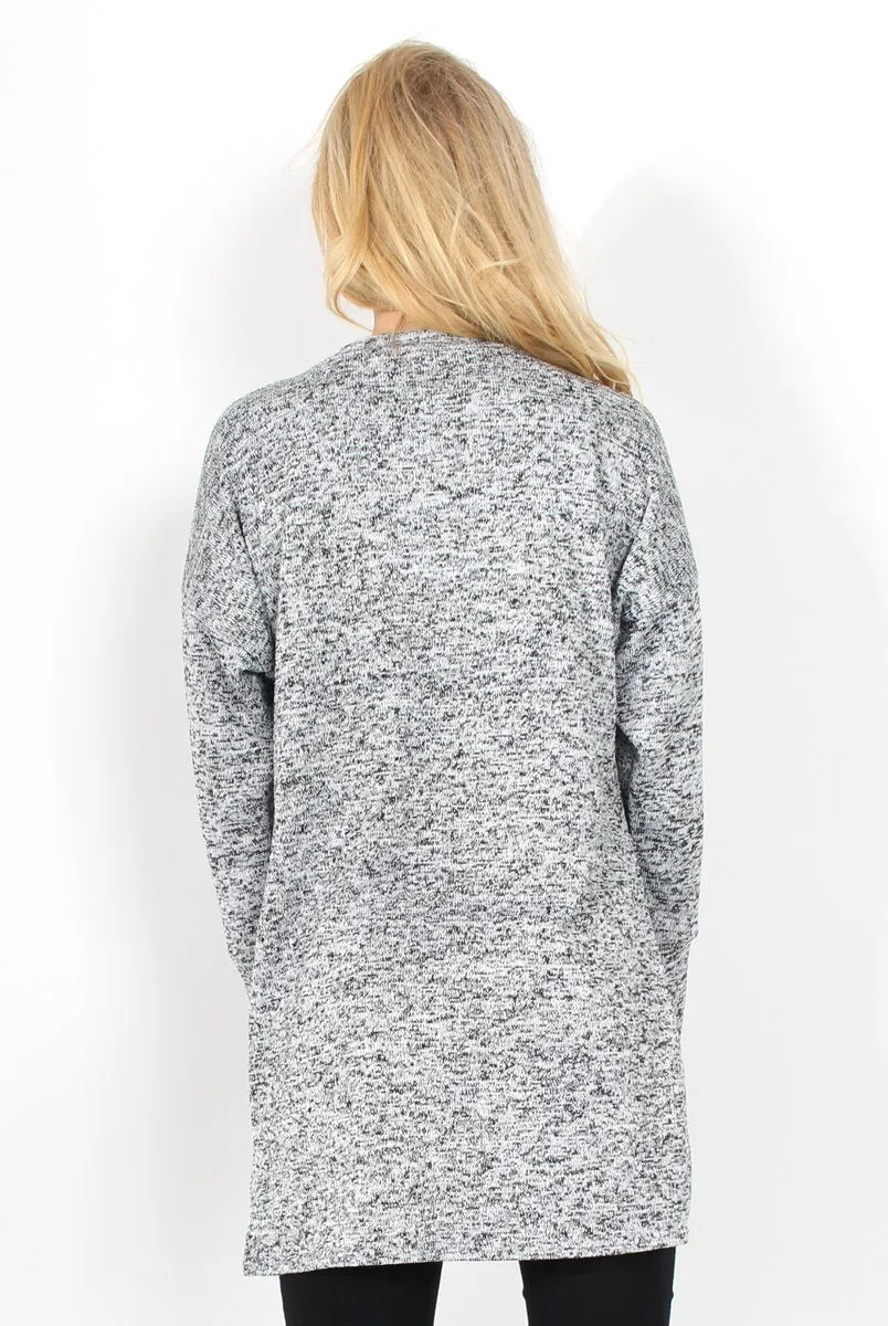 Dina Grey Long Sleeve Side Split Jumper