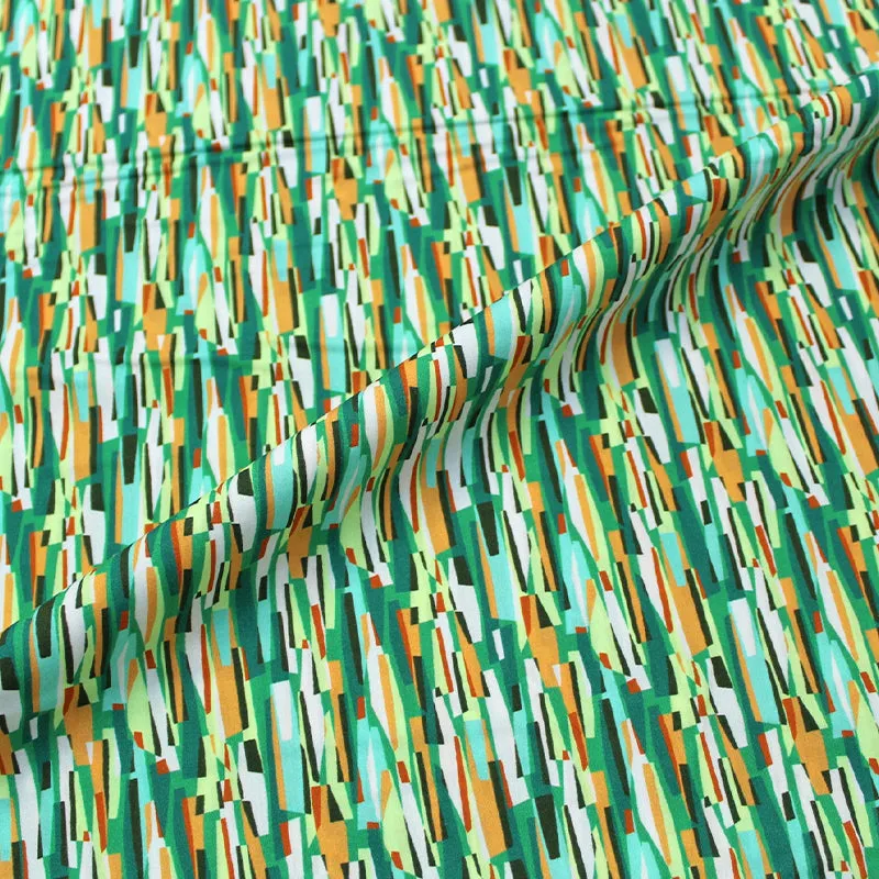 Dressmaking Geometric Cotton Lawn - Green - Watts