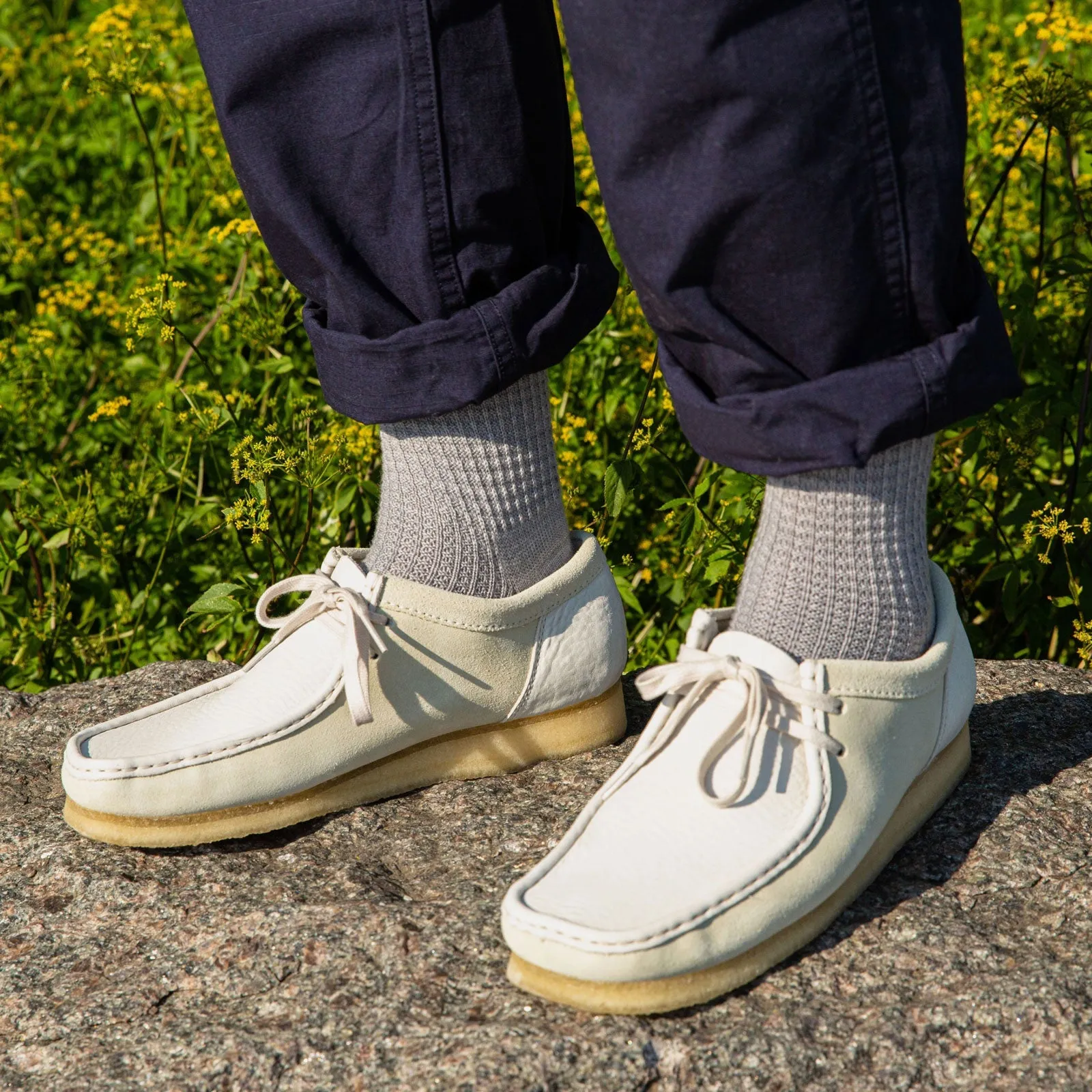 Druthers Heather Grey Merino Wool Waffle Sock