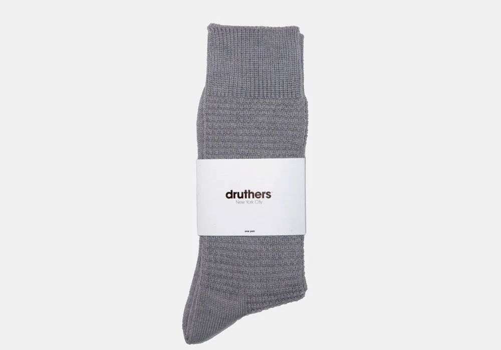 Druthers Heather Grey Merino Wool Waffle Sock