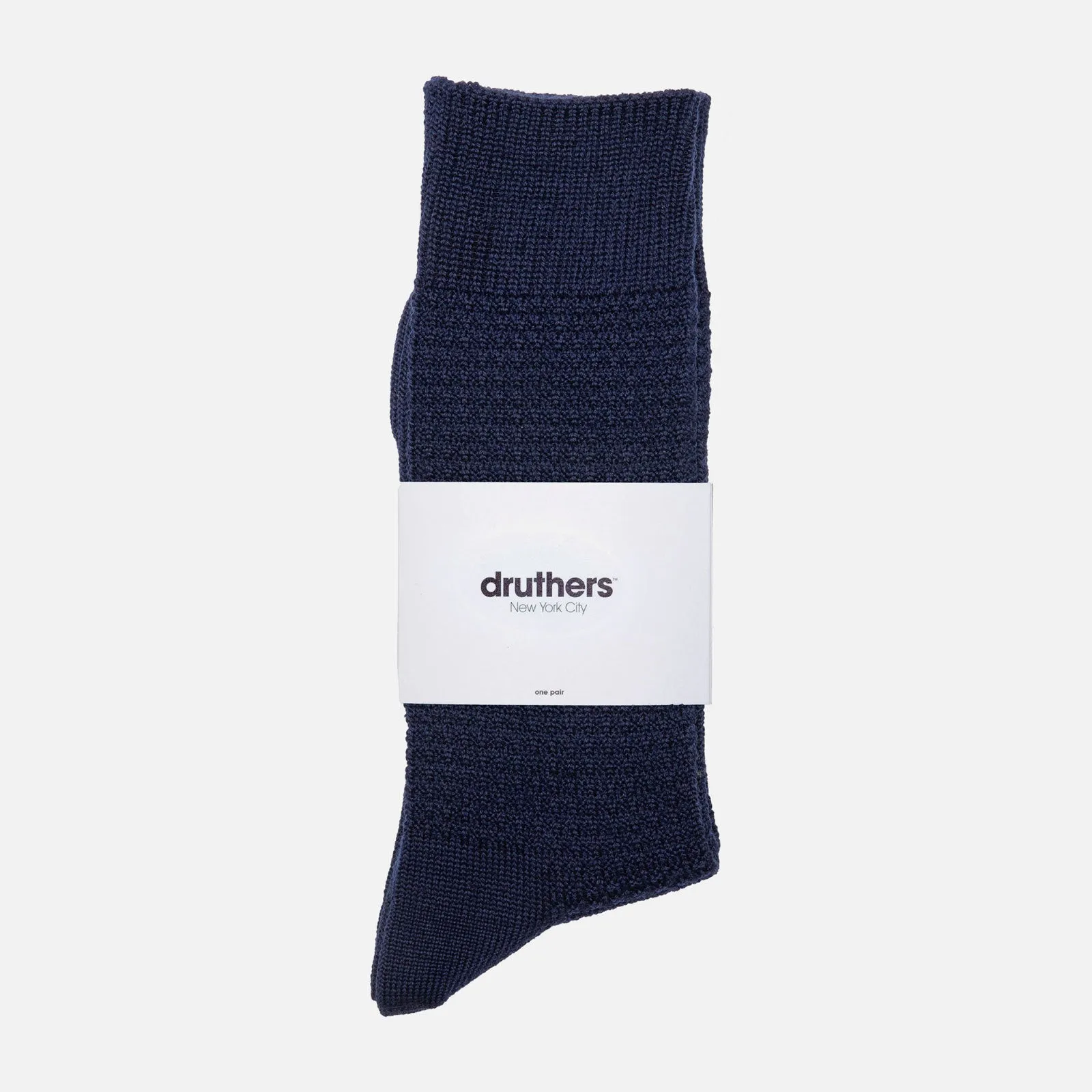 Druthers Navy Merino Wool Waffle Sock