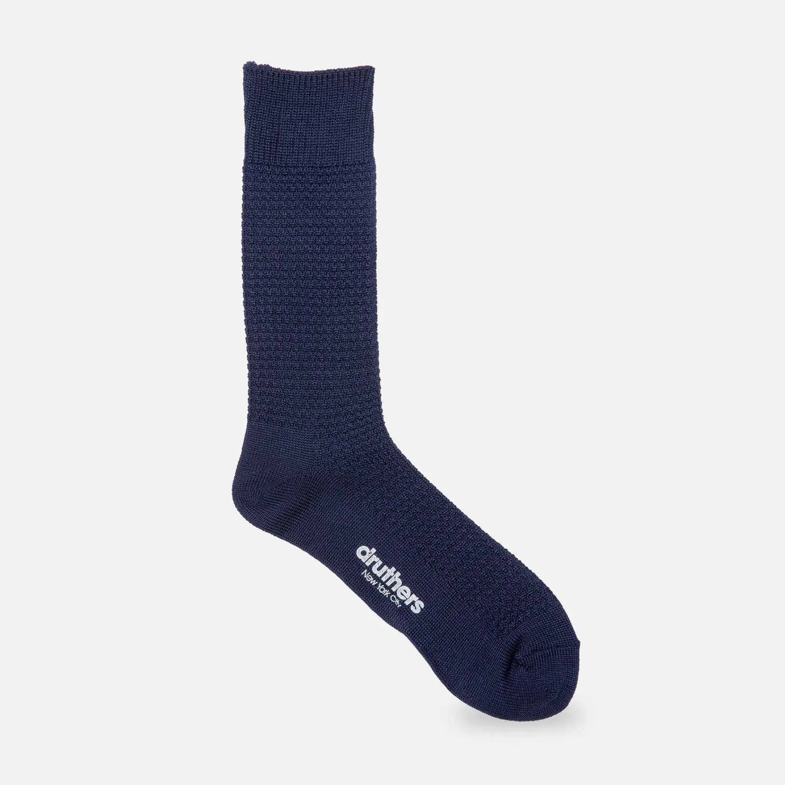 Druthers Navy Merino Wool Waffle Sock