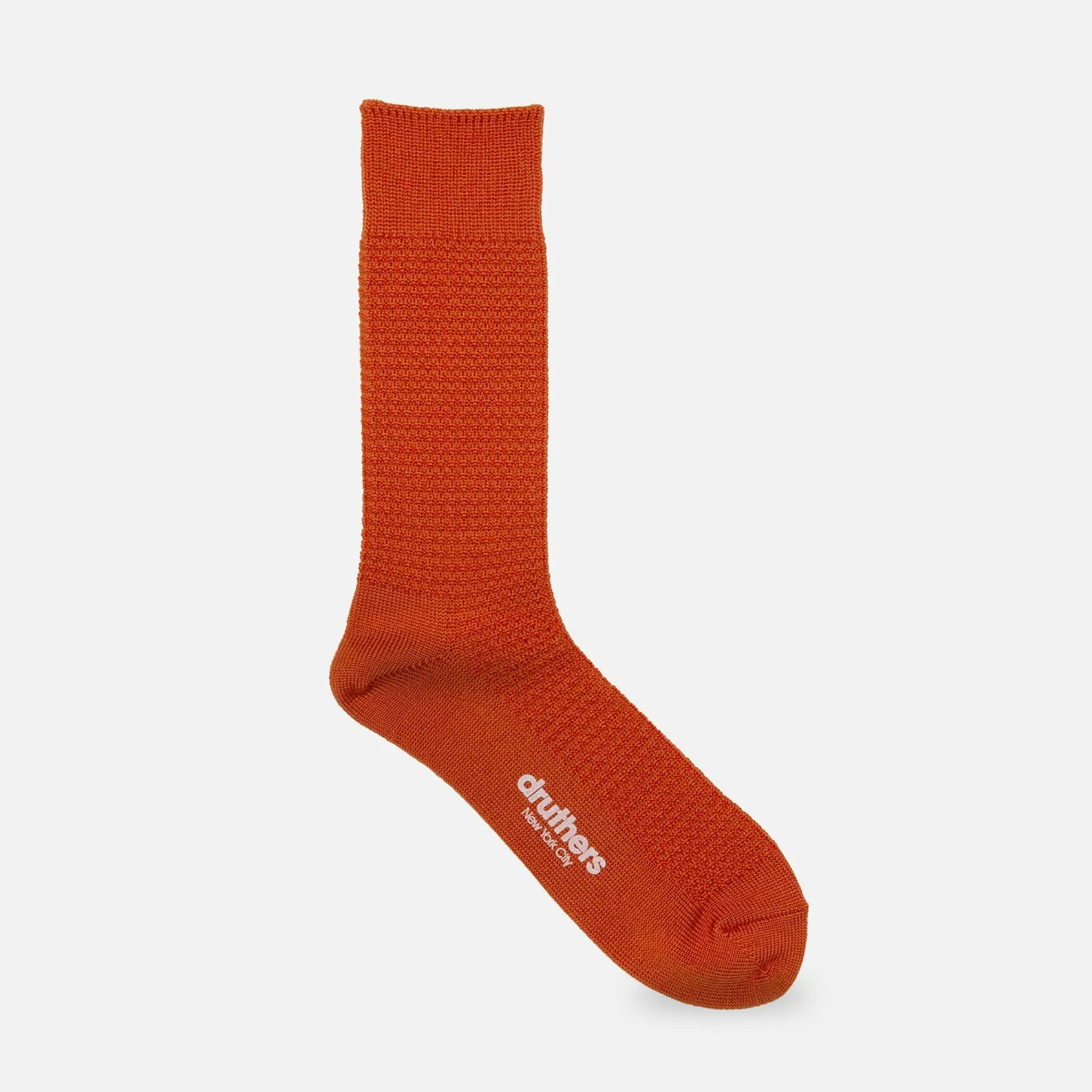 Druthers Orange Merino Wool Waffle Sock