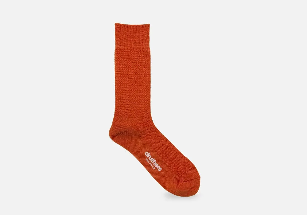 Druthers Orange Merino Wool Waffle Sock