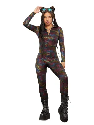 Fever Miss Whiplash Rainbow Geometric Print Catsuit