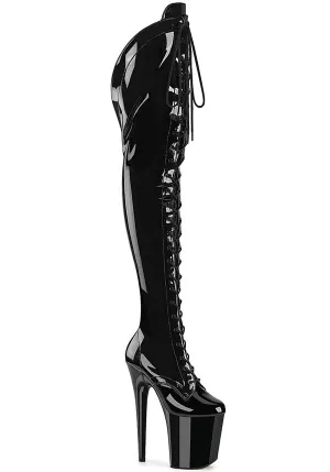 Flamingo-3014 [Black Str. Patent] | PLATFORM BOOTS [PREORDER]