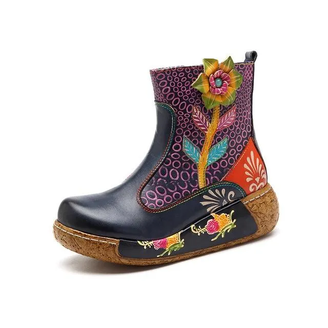 Flower Power Boho Hippie Platform Boots