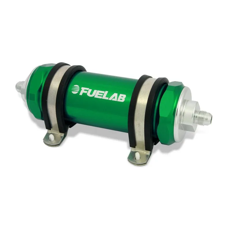 FUELAB 85811-6 In-Line Fuel Filter With Check Valve (8AN in/out, 5 inch 40 micron stainless steel element) Green