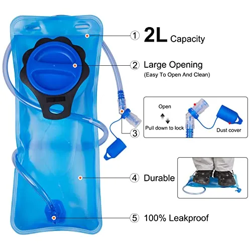 G4Free 50L Waterproof Daypack with 2L BPA Free Bladder & Rain Cover