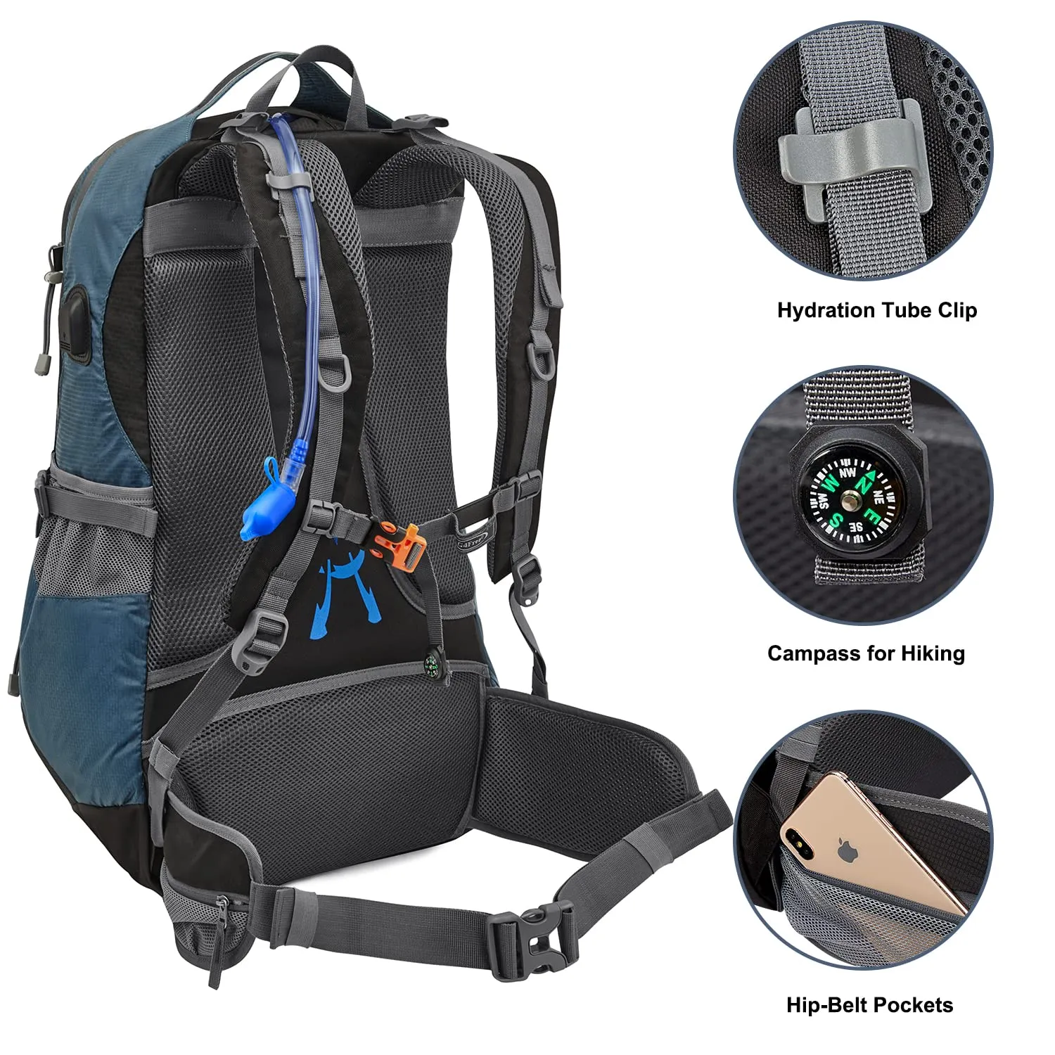 G4Free 50L Waterproof Daypack with 2L BPA Free Bladder & Rain Cover