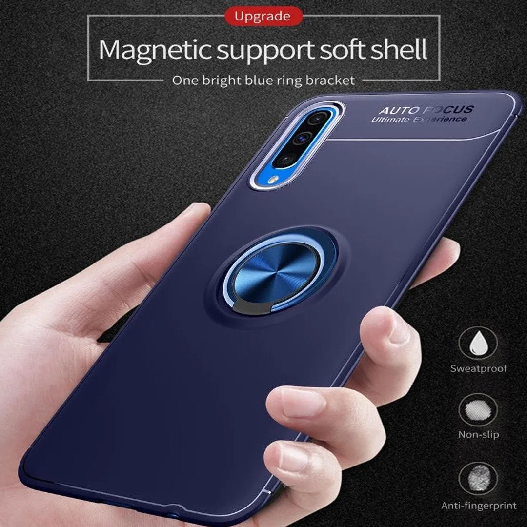 Galaxy A50s Metallic Finger Ring Holder Matte Case