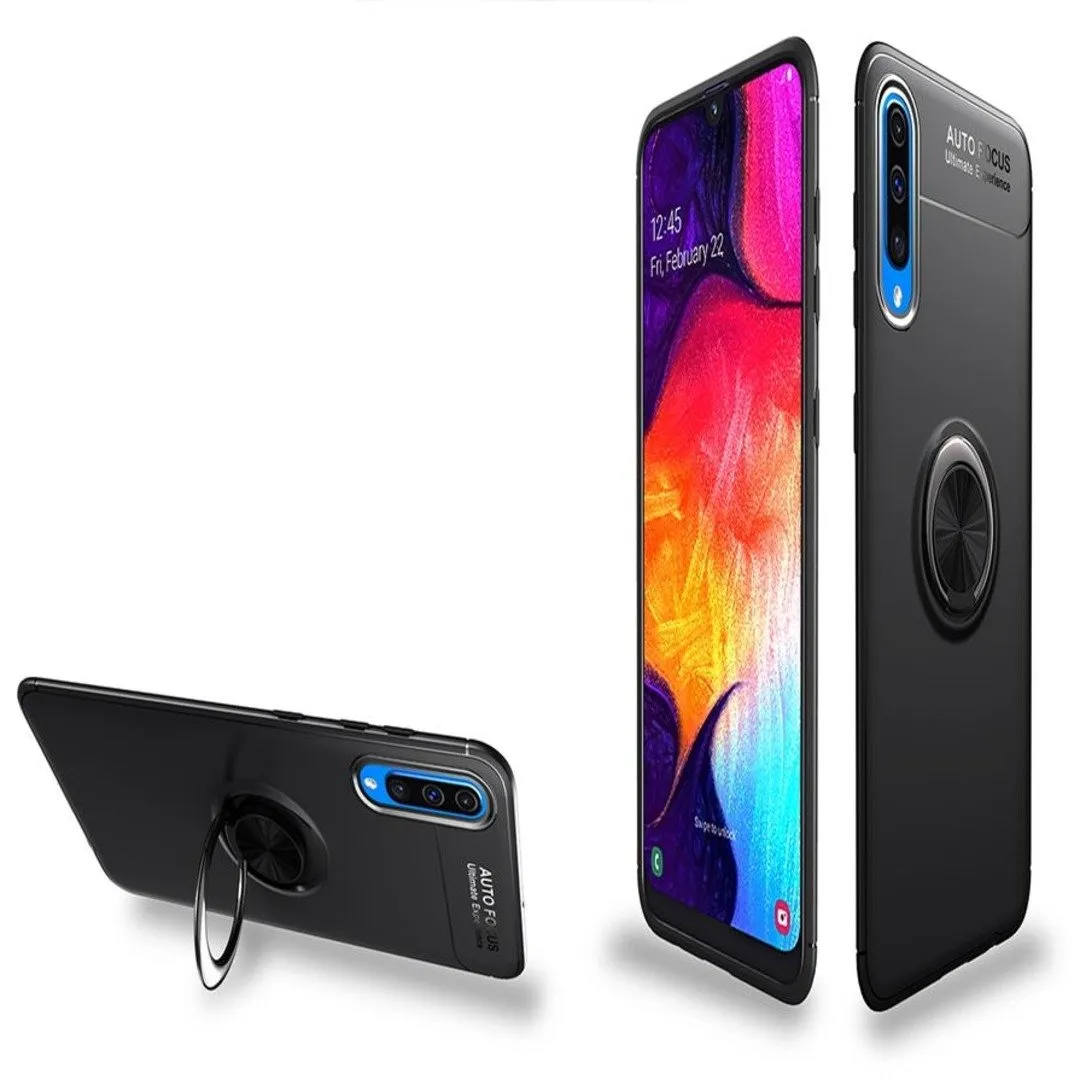 Galaxy A50s Metallic Finger Ring Holder Matte Case