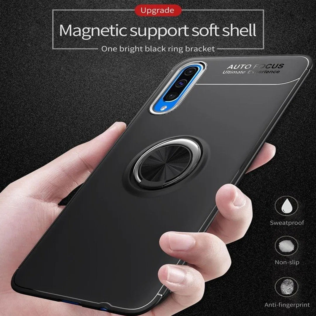 Galaxy A50s Metallic Finger Ring Holder Matte Case