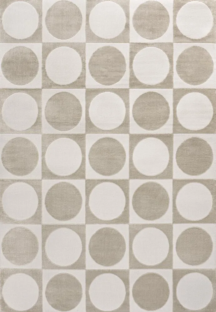 Geometric Modern Geometric Circles In Squares High-Low Area Rug