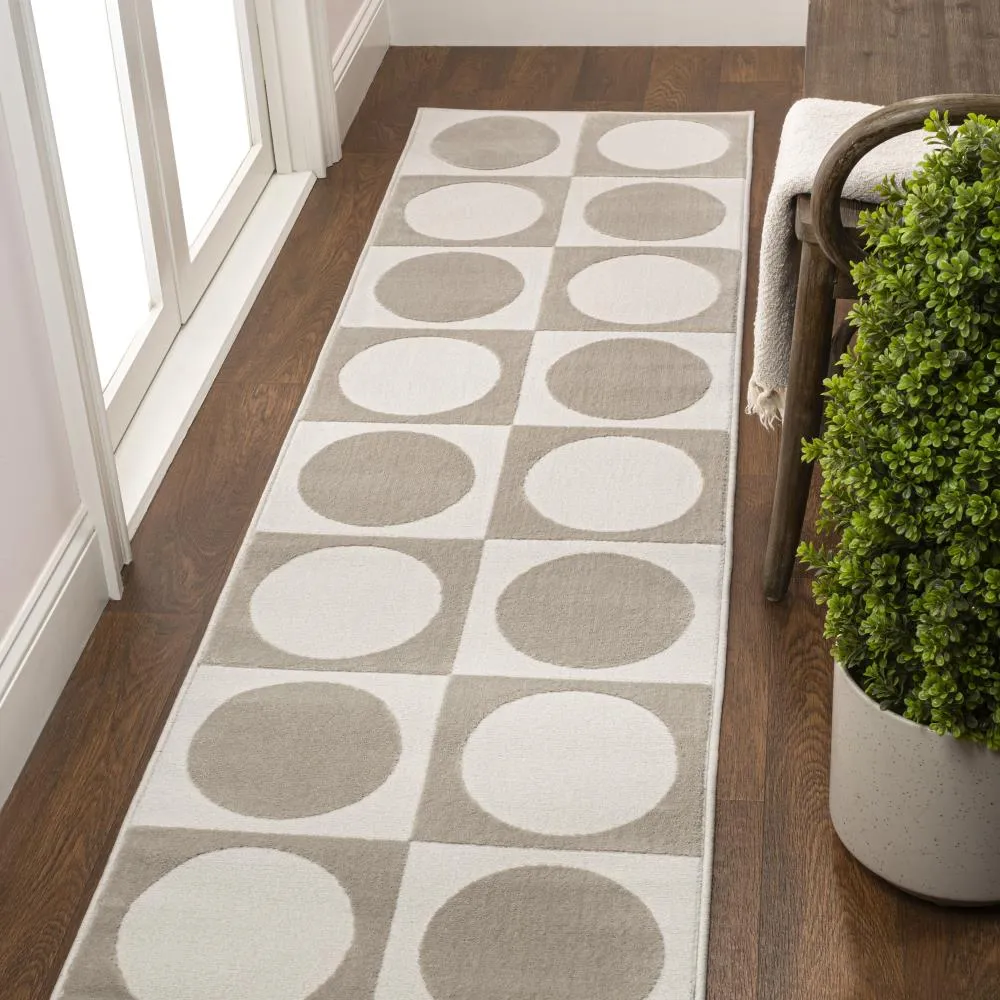 Geometric Modern Geometric Circles In Squares High-Low Area Rug