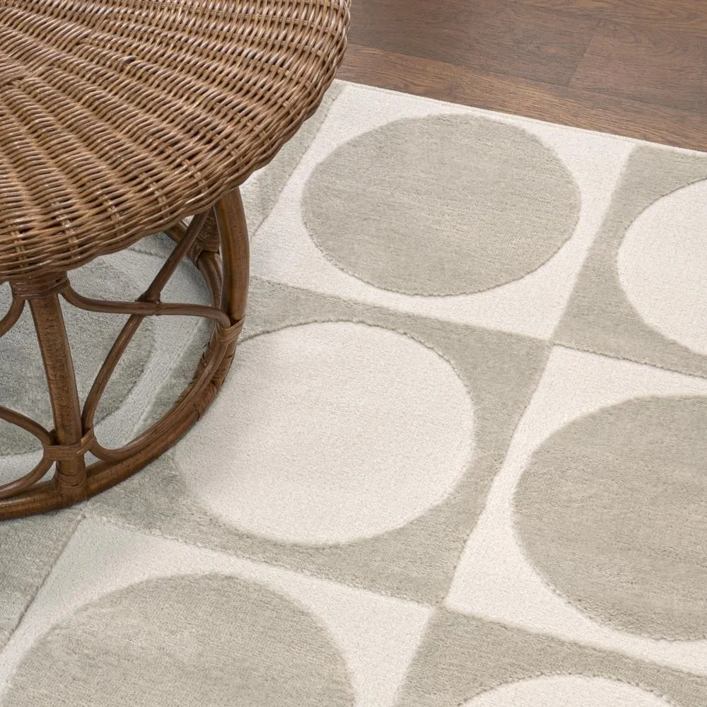 Geometric Modern Geometric Circles In Squares High-Low Area Rug