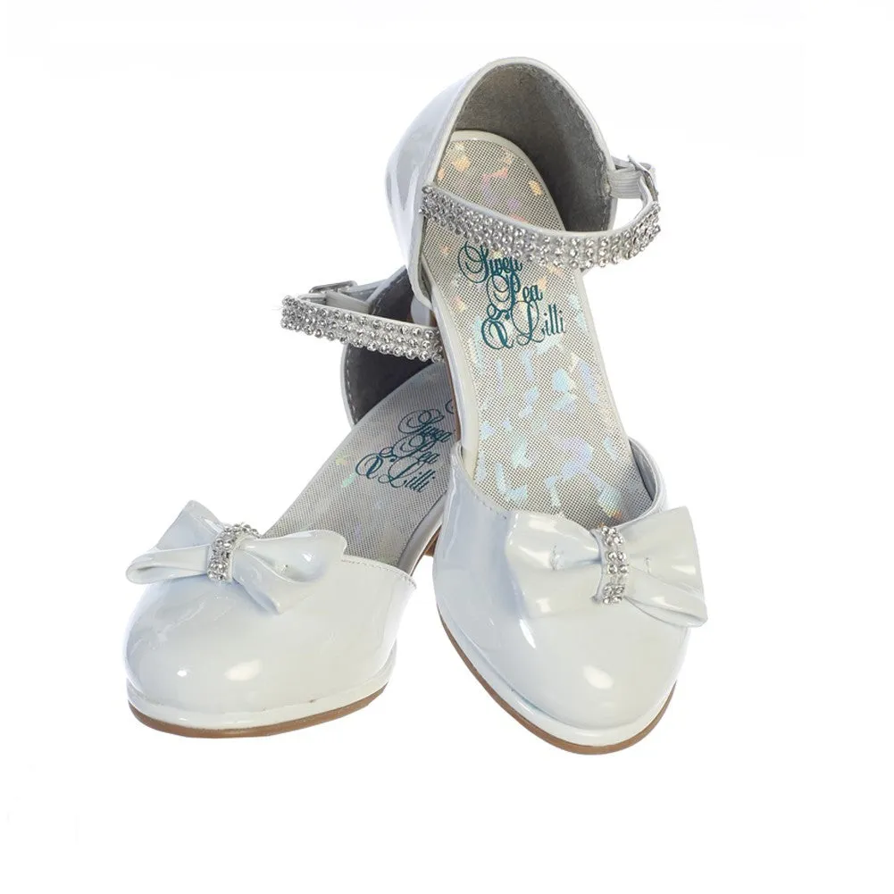 Girls White Patent Rhinestone Bella Shoes 9 Toddler-5 Kids