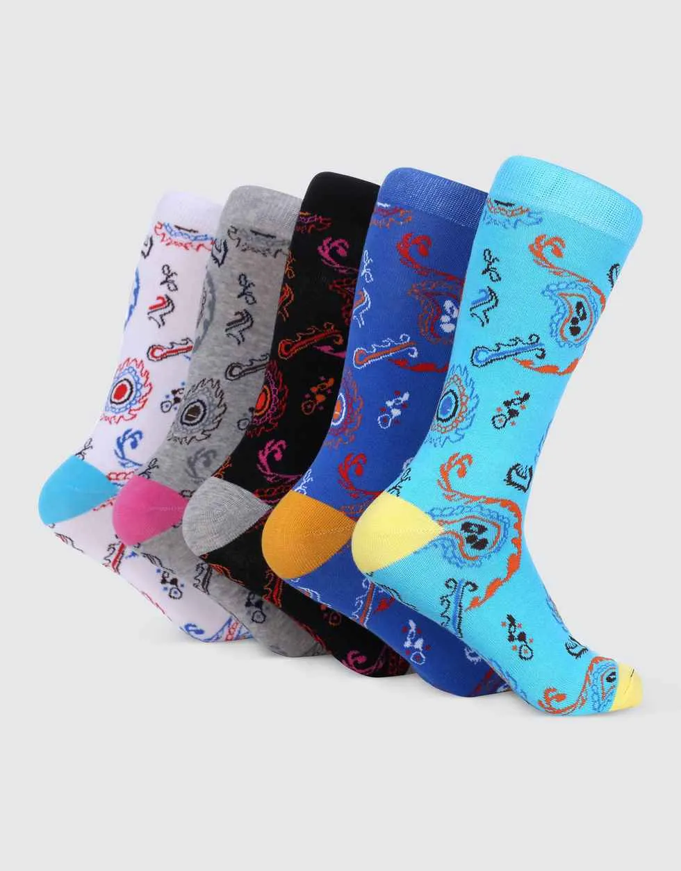 Intricate Paisley Crew Socks 5 Pack