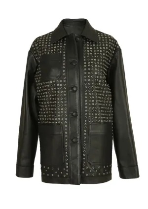 Karri Studded Diamond Leather Jacket