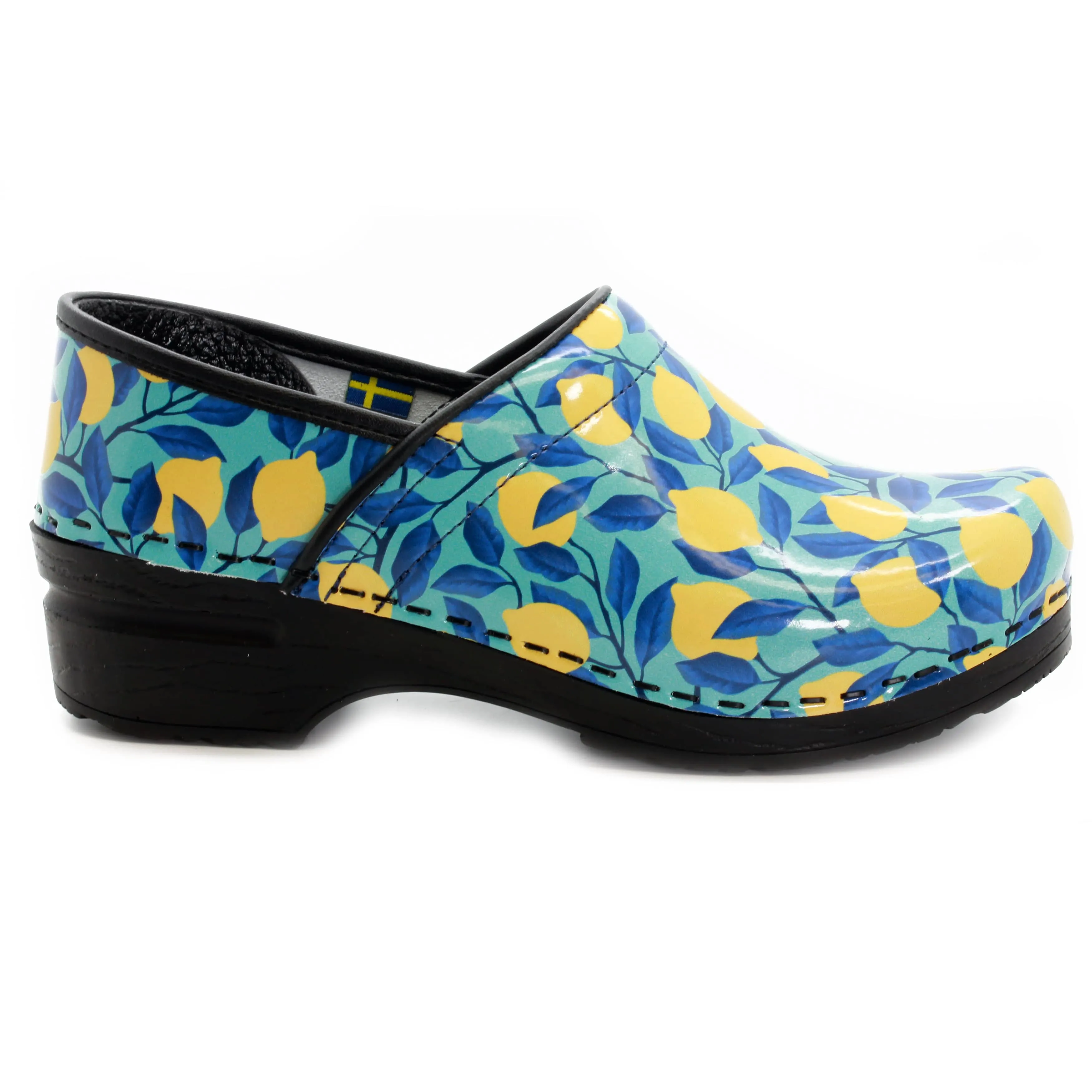 KLÄGN PROFESSIONAL Citron Printed Leather Clogs - CLOSEOUT