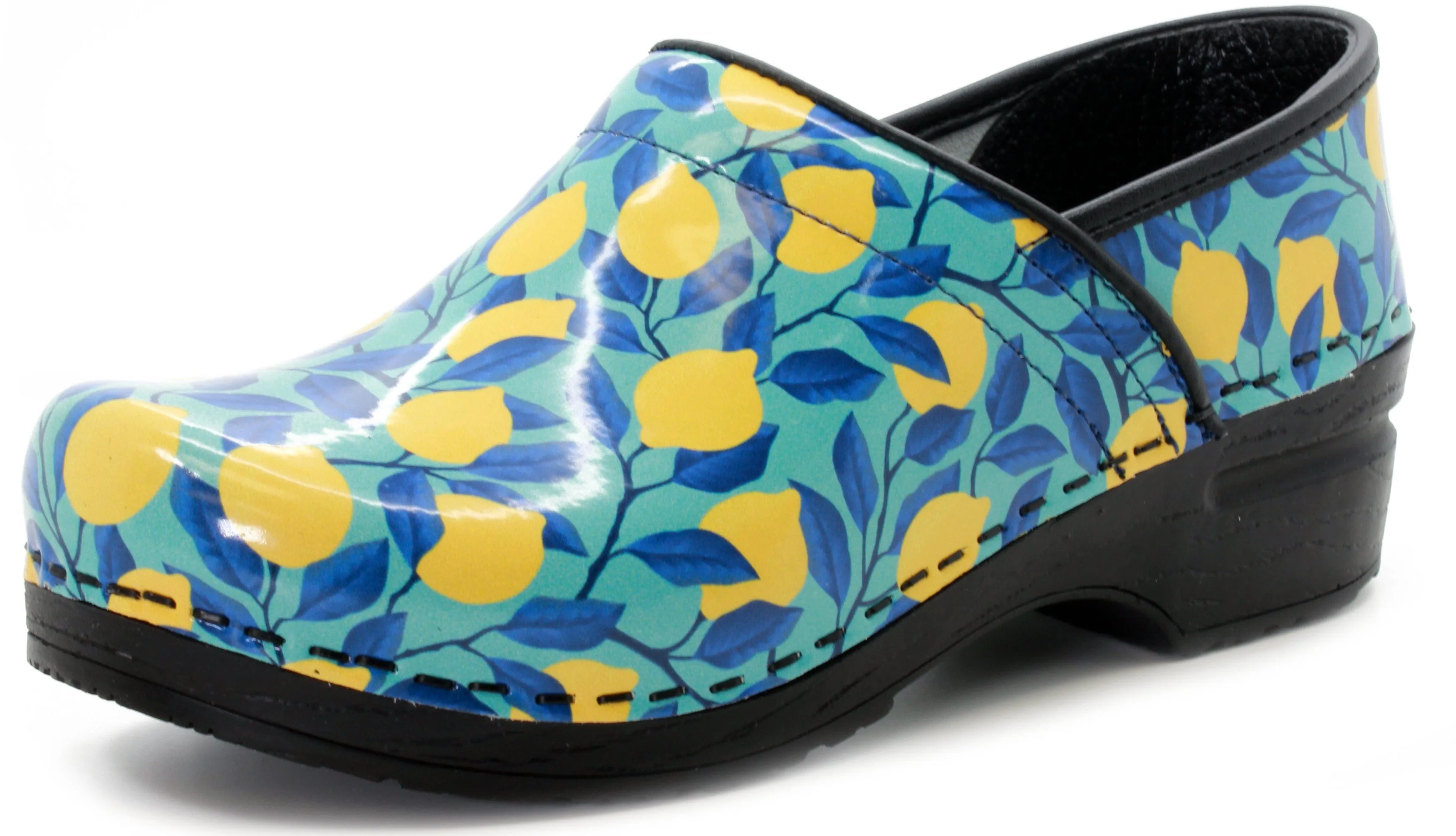 KLÄGN PROFESSIONAL Citron Printed Leather Clogs - CLOSEOUT