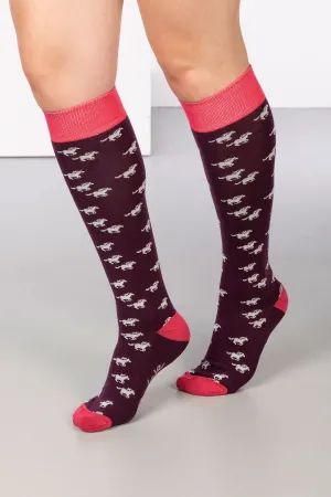 Ladies Galloping Horse Knee Length Socks