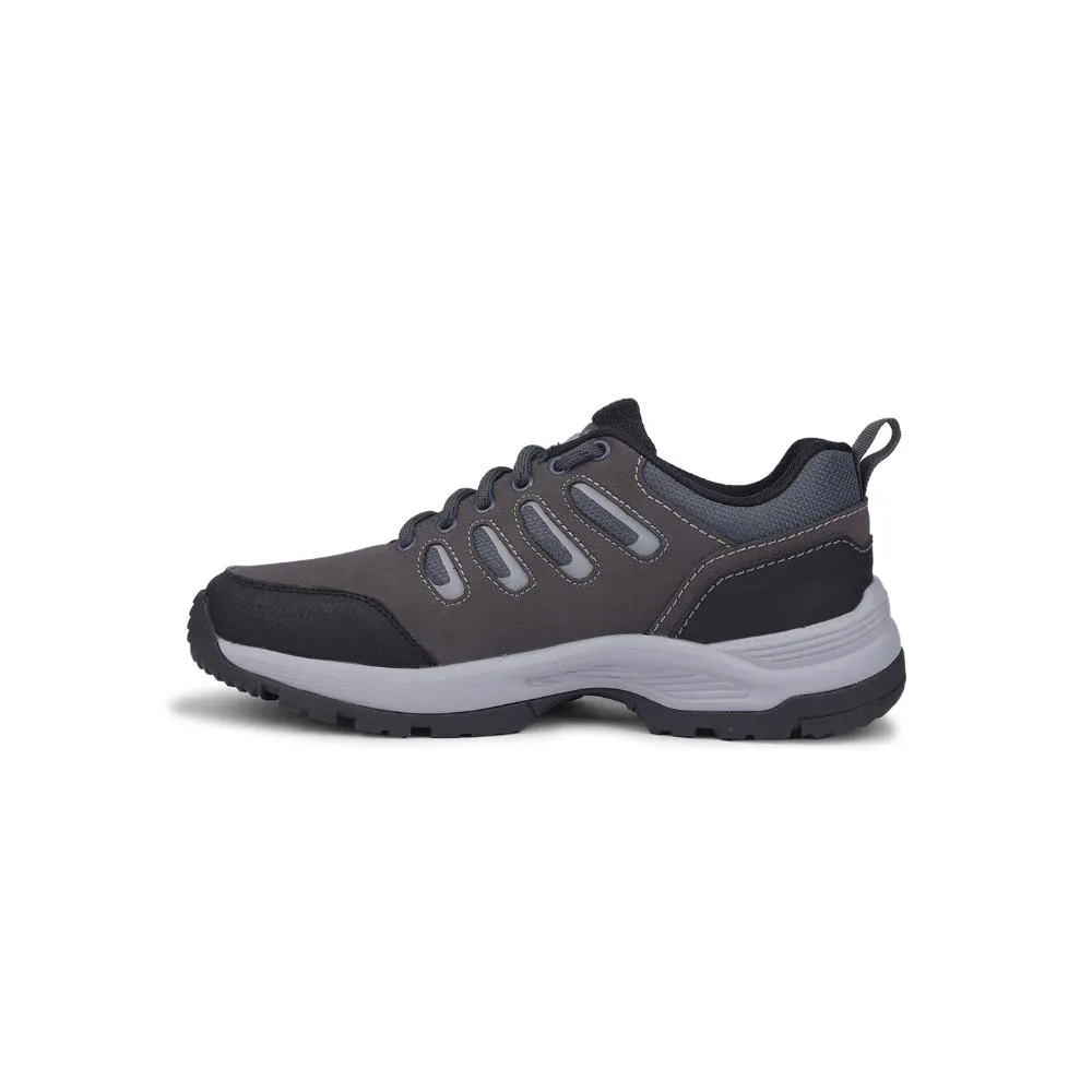 Leap7x Sports Trekking Dark Grey Lacing Shoes For Men COLUMBO-1E By Liberty