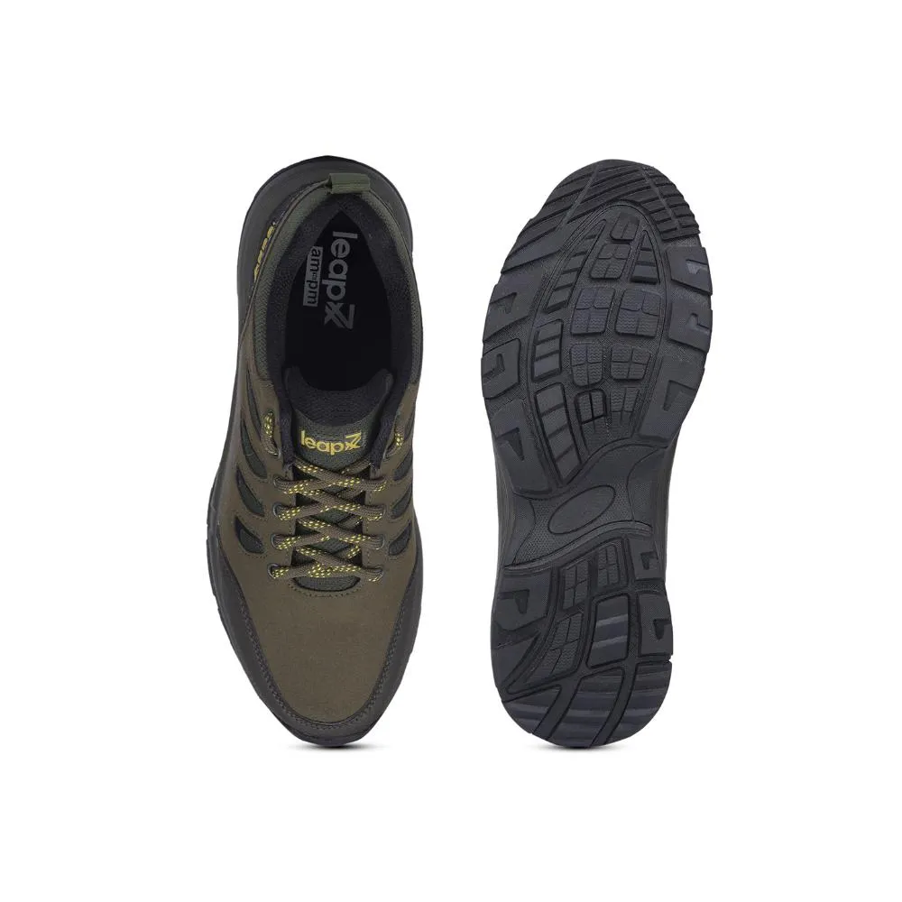 Leap7x Sports Trekking Olive Green Lacing Shoes For Men COLUMBO-1E By Liberty