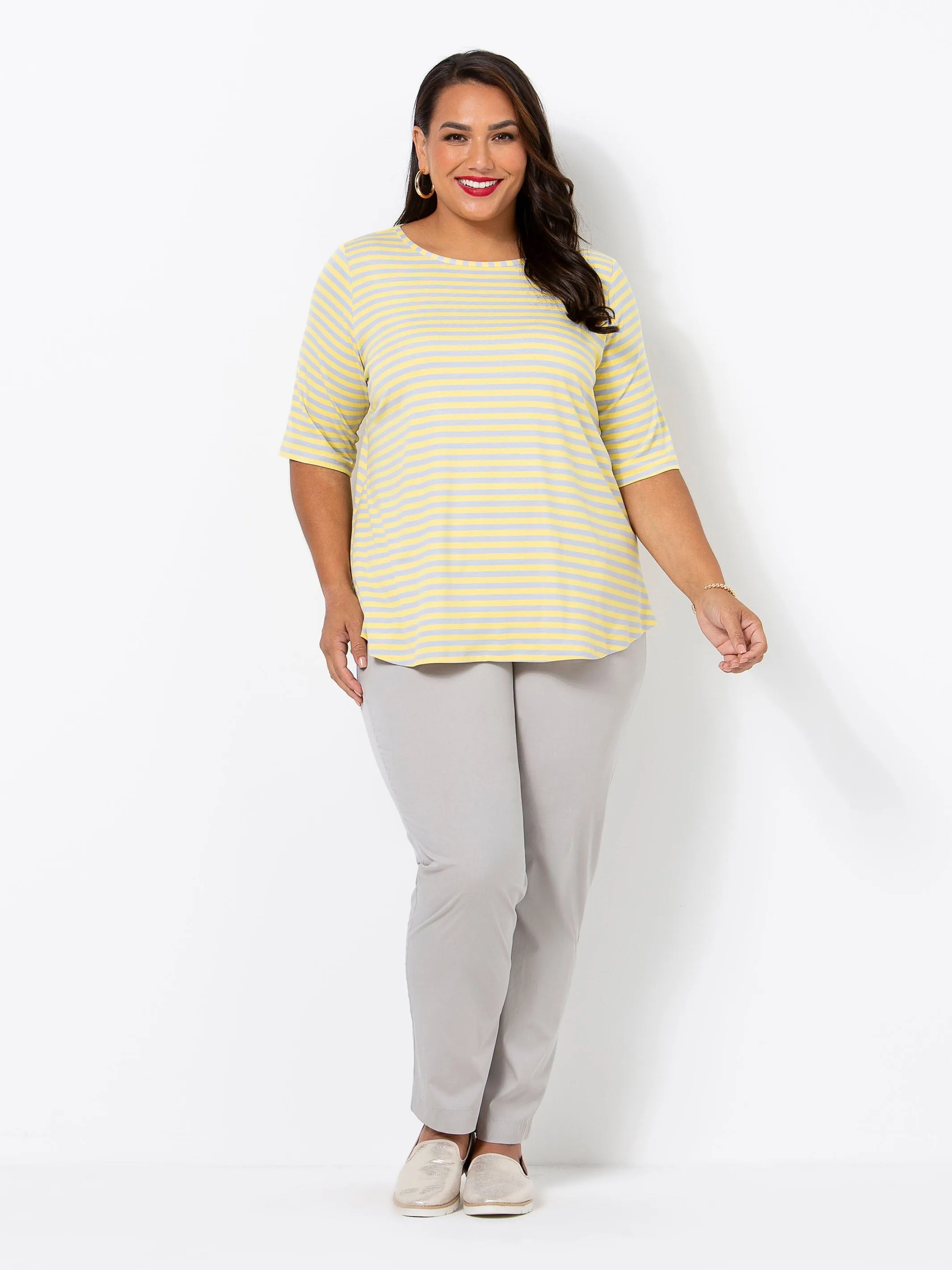 Lemon and Silver Stripe Tee