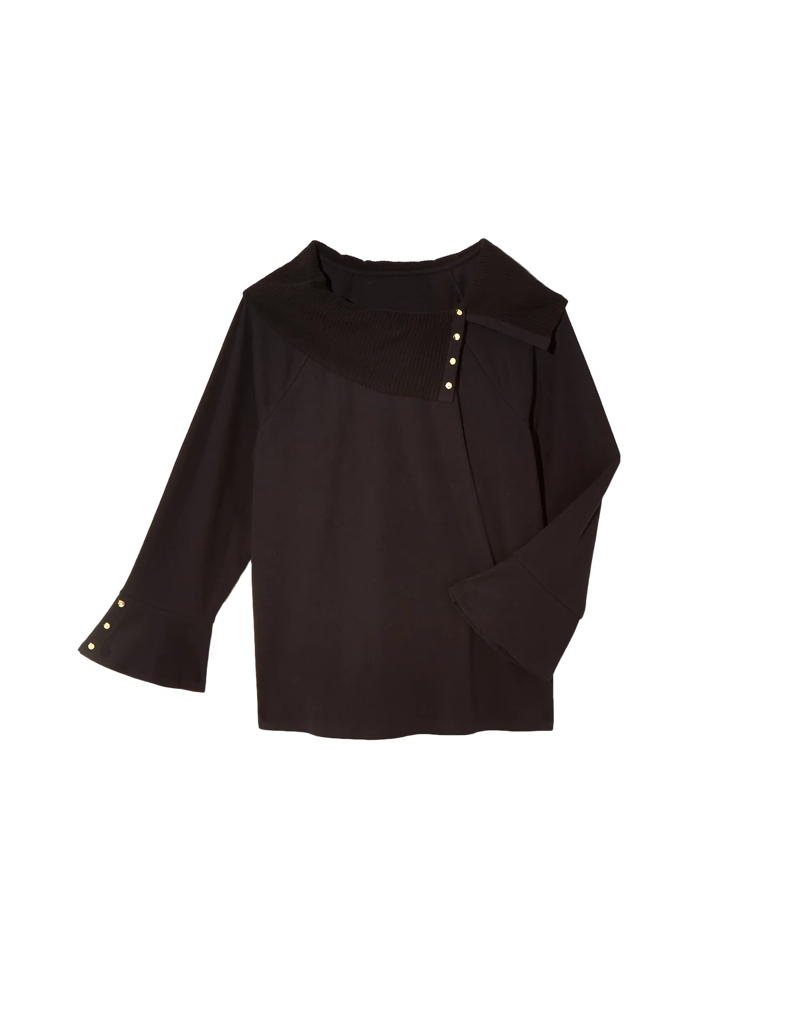 Maddie Split Neck Top | Black