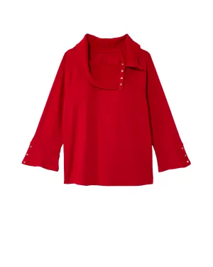 Maddie Split Neck Top | Red