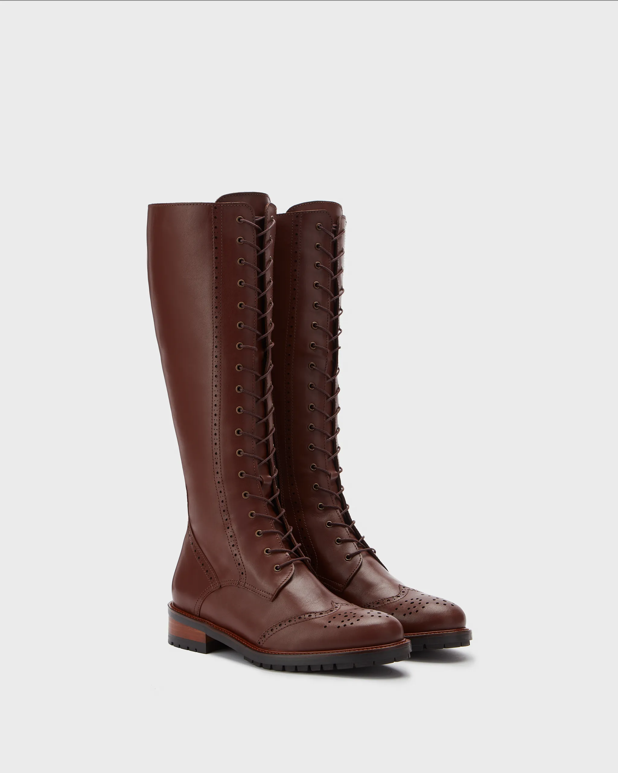 Marvel Knee High Boots in Brown Leather