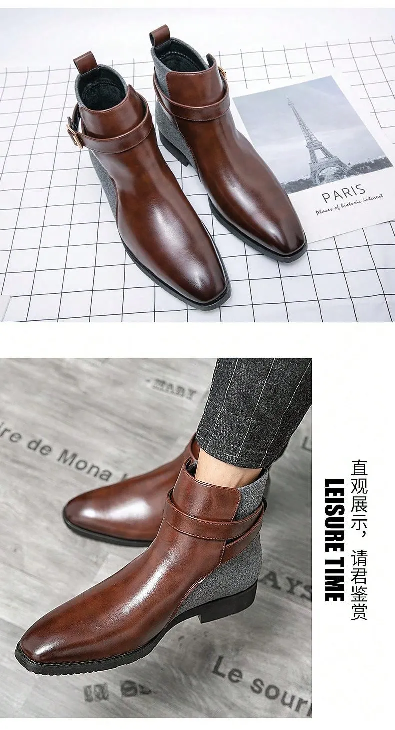 Men's Winter Warm Pu Leather Boots For Casual