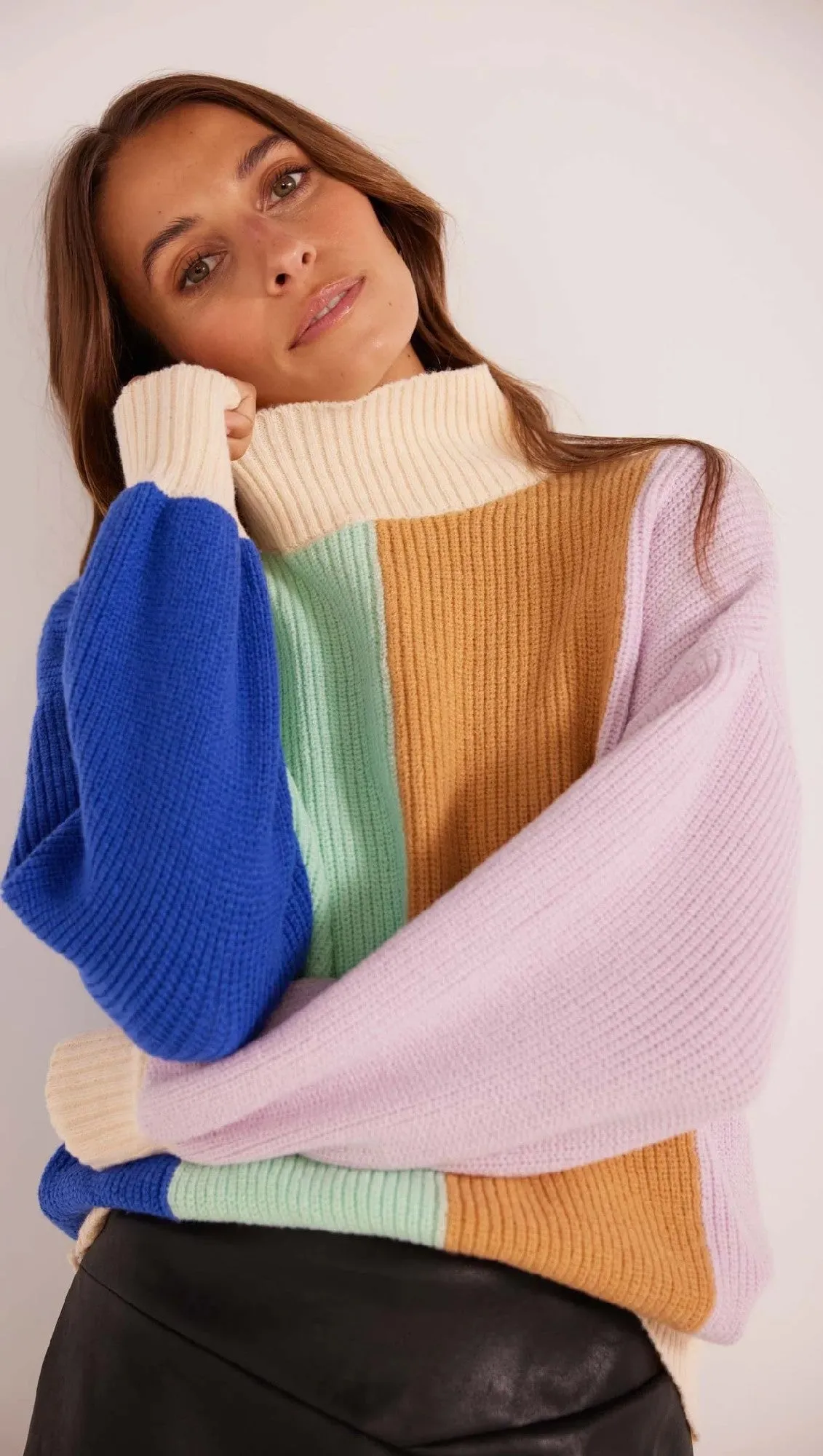 MinkPink Zia Colour Block Knit Jumper