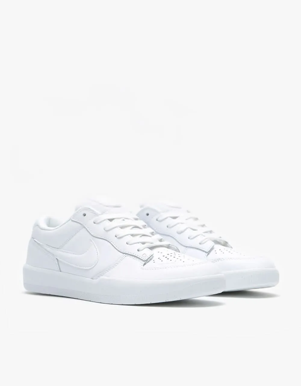 Nike SB Force 58 Premium Leather Skate Shoes - White/White-White-White