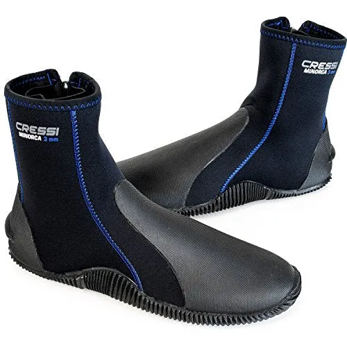 Open Box Cressi Minorca Tall 3mm Dive Boots Black / Blue - 5