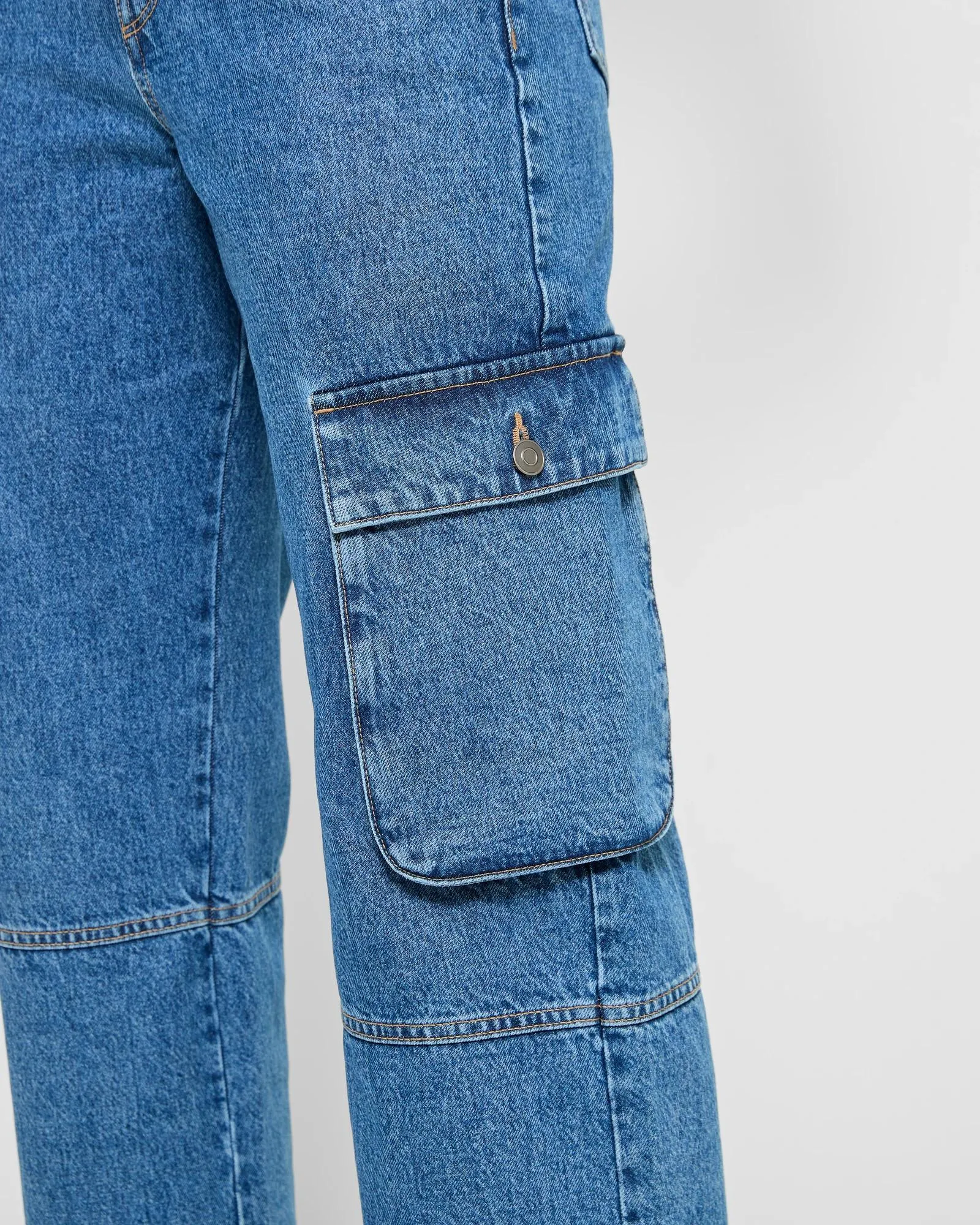 popular  High Rise Denim Cargo Jeans - Lily Loves