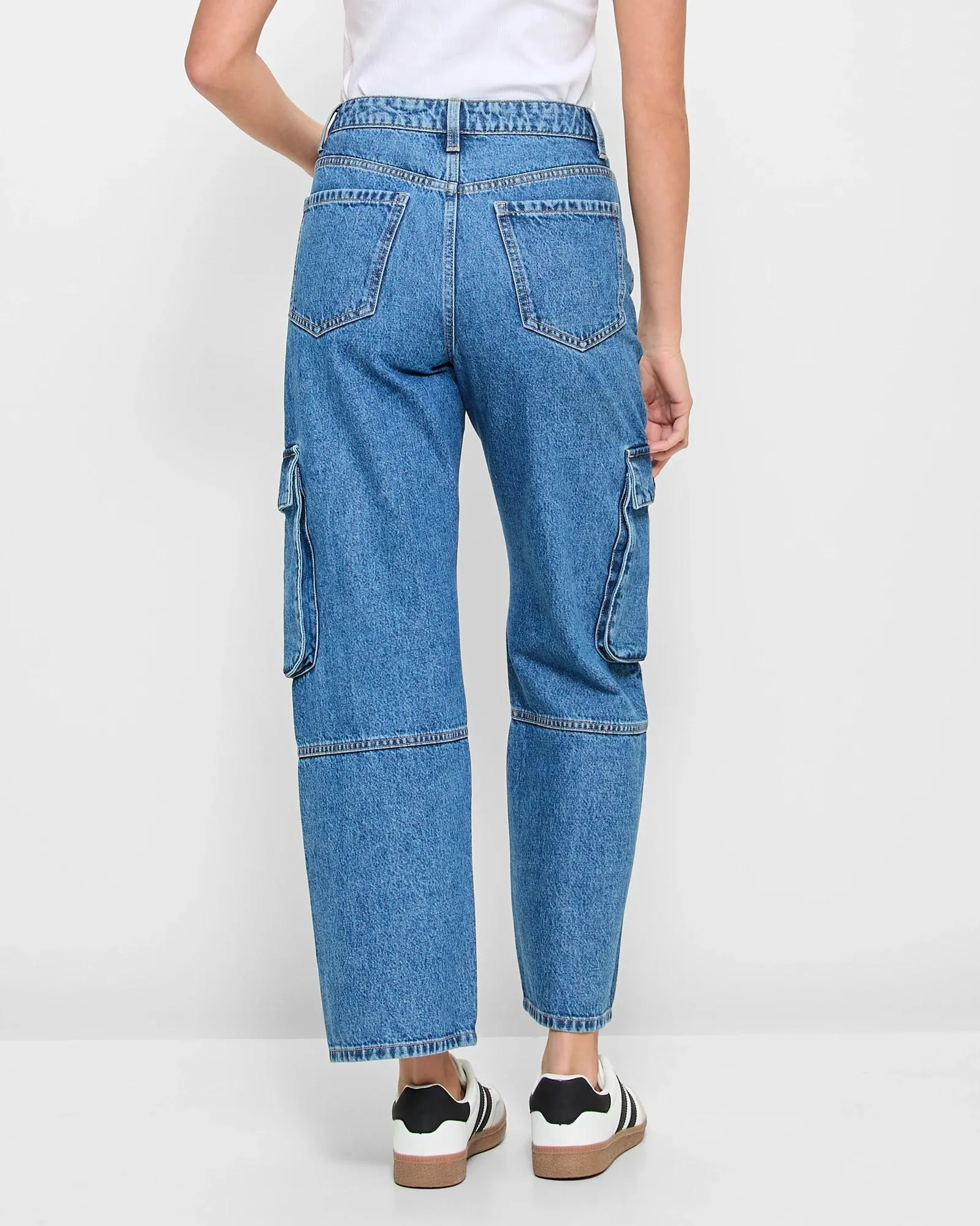 popular  High Rise Denim Cargo Jeans - Lily Loves