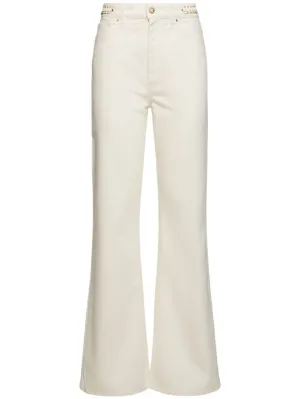 Rabanne   Embellished high rise straight jeans 