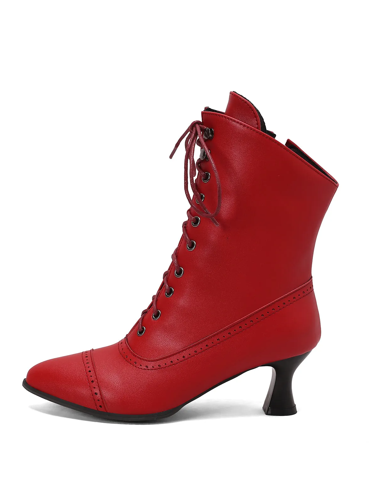 Retro Leather High Heel Boots