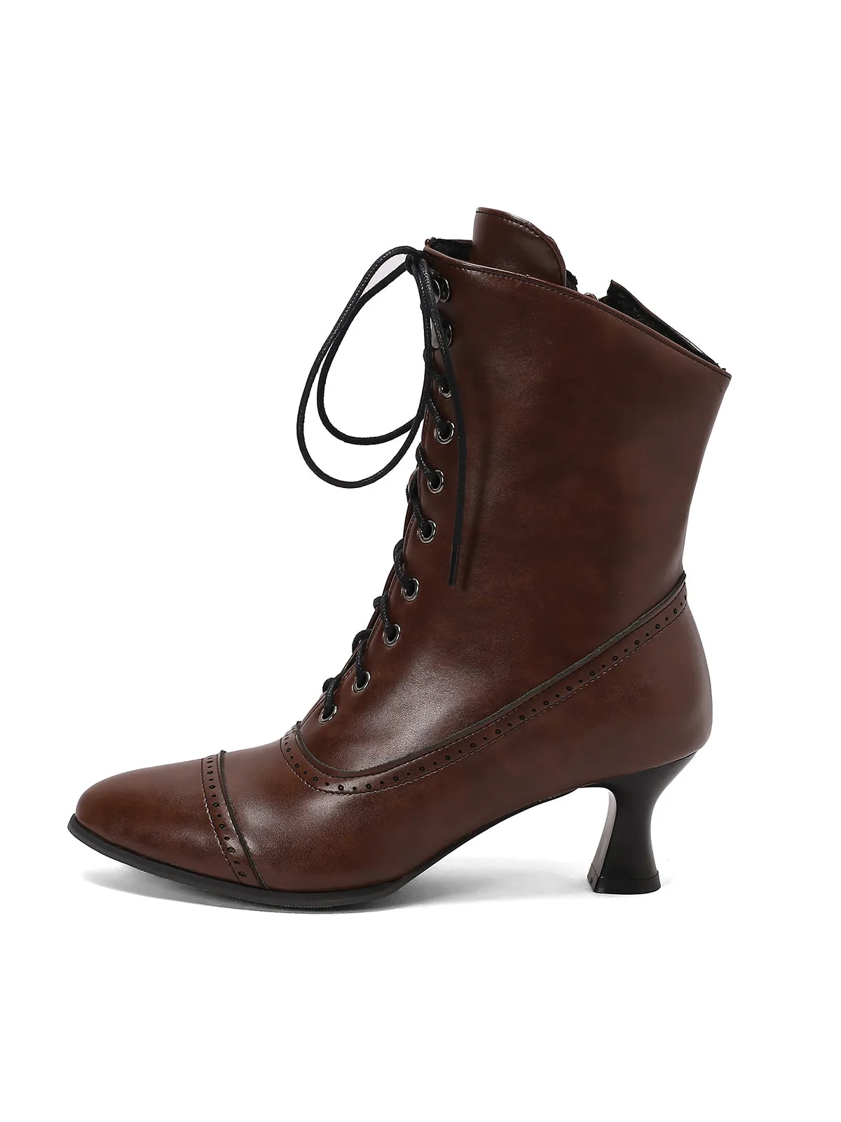 Retro Leather High Heel Boots