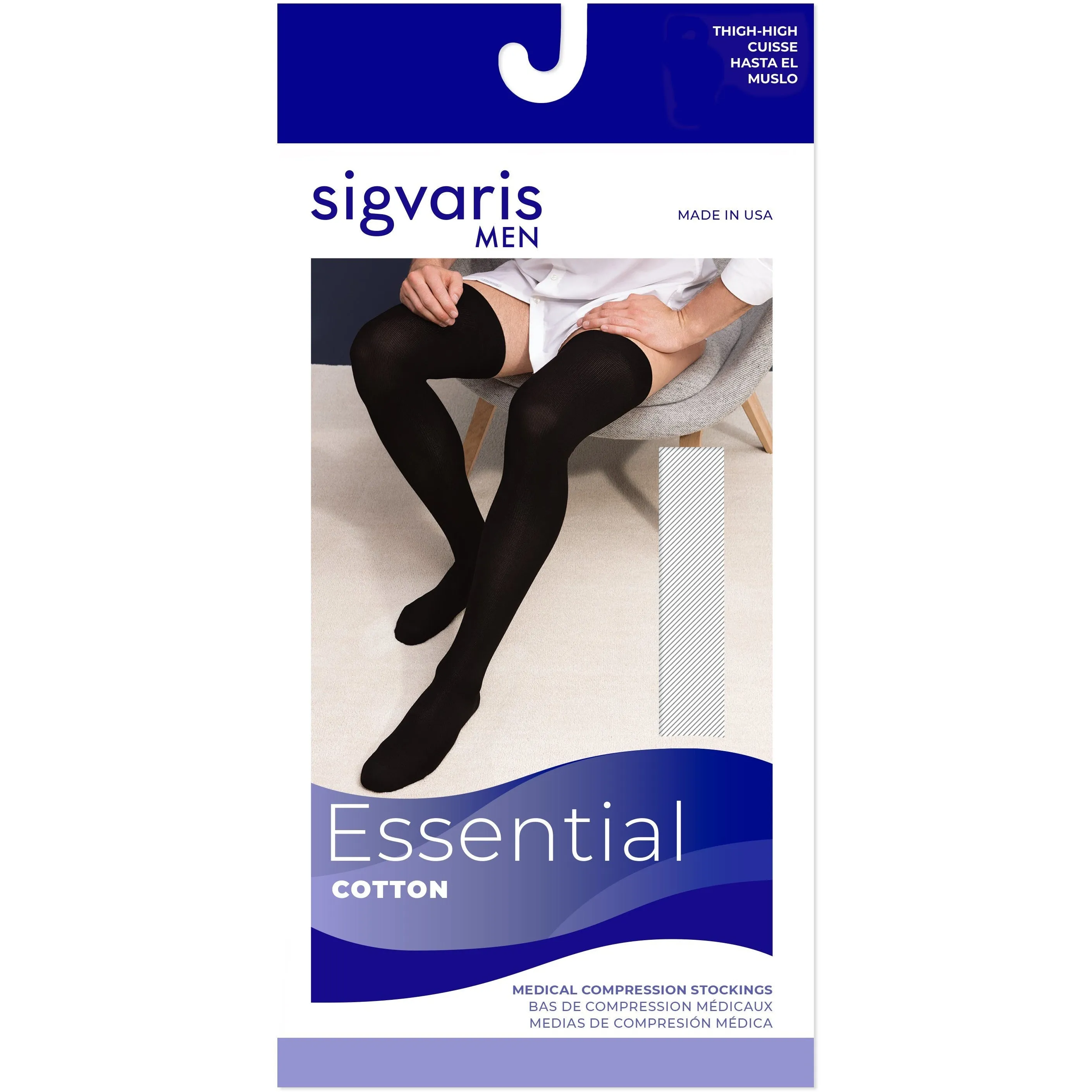 Sigvaris Cotton Men's Thigh High 20-30 mmHg