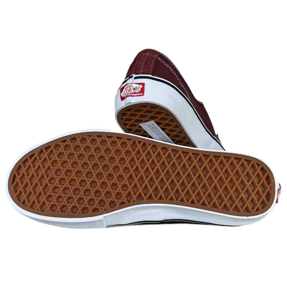 Skate Authentic Burgundy White Vans Suede and Canvas Skateboarding Shoes