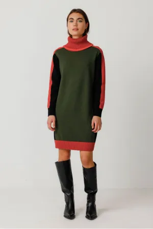 SKFK Emili Green Contrast Knit Dress