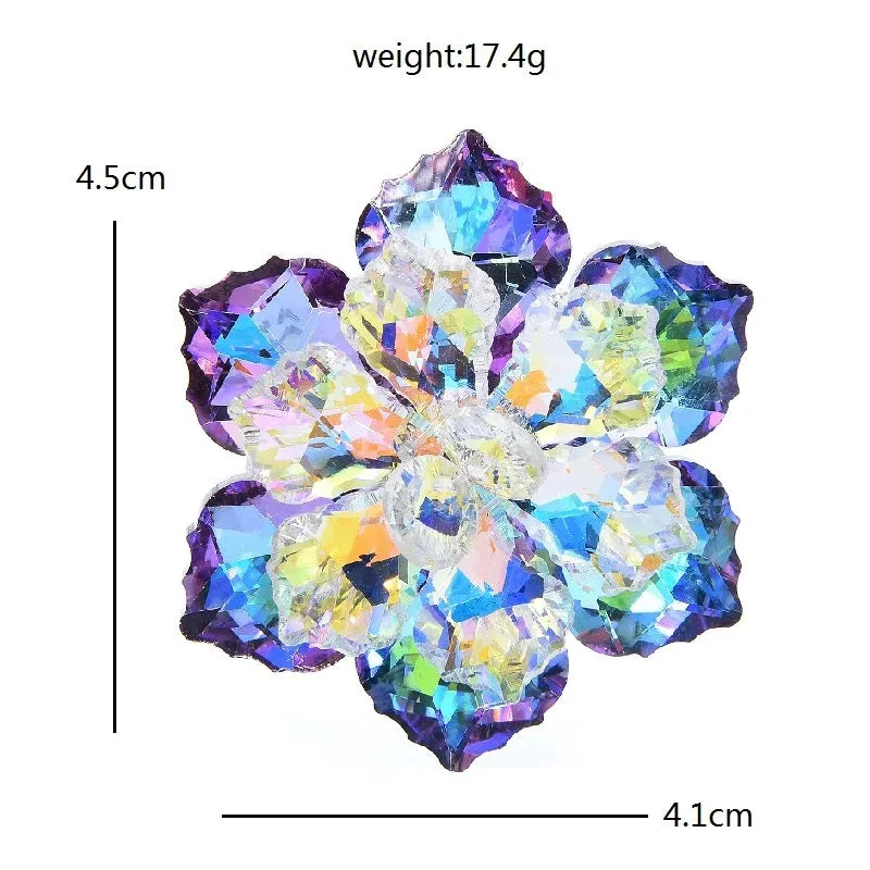 Sparkling Luxury Rhinestone Flower Brooch Pins