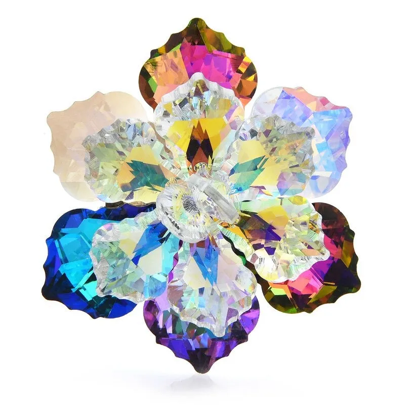 Sparkling Luxury Rhinestone Flower Brooch Pins